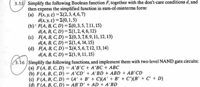 Solved Simplify The Following Boolean Function F, Together | Chegg.com