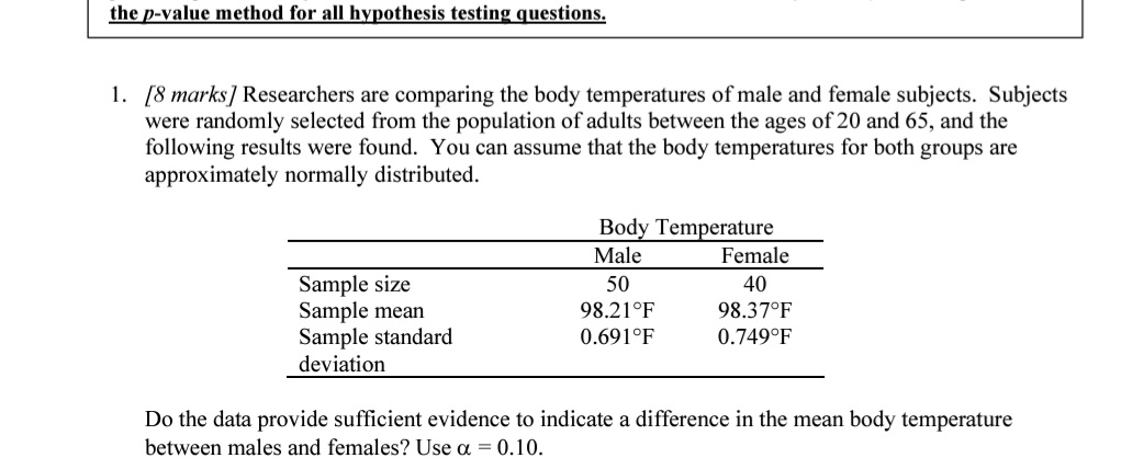 Solved The P Value Method For All Hypothesis Testing Ques Solved The P Value Method For All Hypothesis Testing Ques