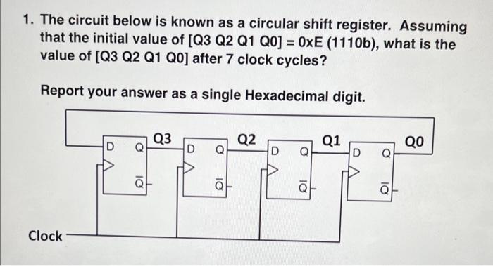 Solved 1. The circuit below is known as a circular shift | Chegg.com