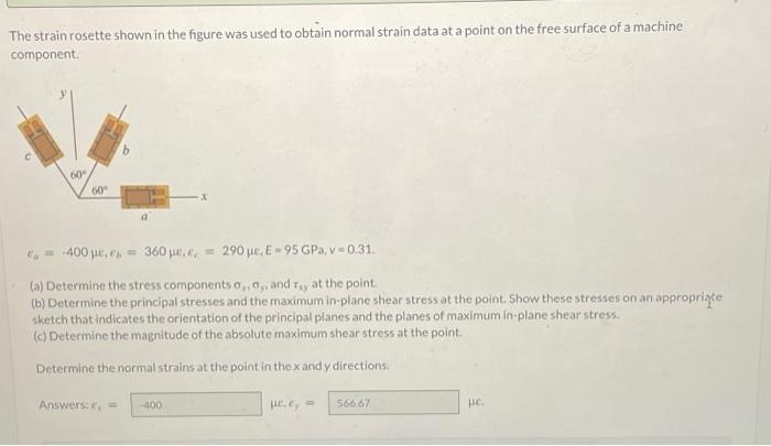 Solved The strain rosette shown in the figure was used to | Chegg.com