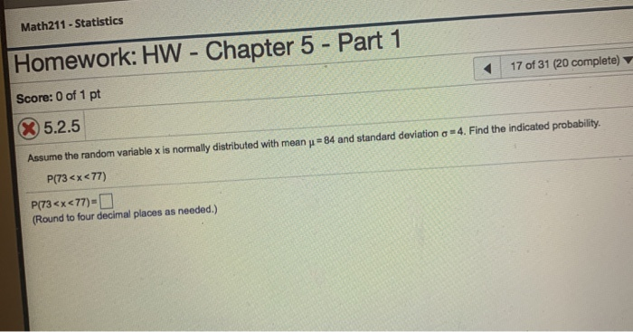 Solved Math211 - Statistics Homework: HW - Chapter 5 - Part | Chegg.com