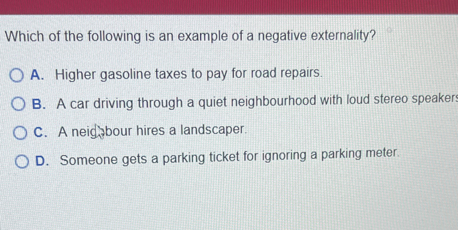 Solved Which of the following is an example of a negative | Chegg.com