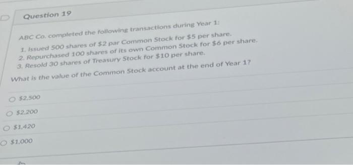 Solved ABC Co, completed the following transactions during | Chegg.com