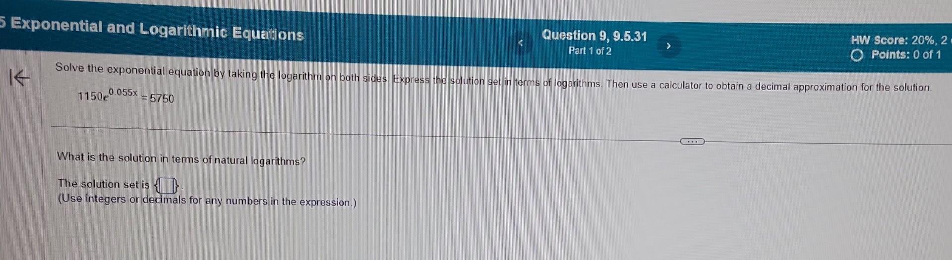 Solved Solve the exponential equation by taking the | Chegg.com