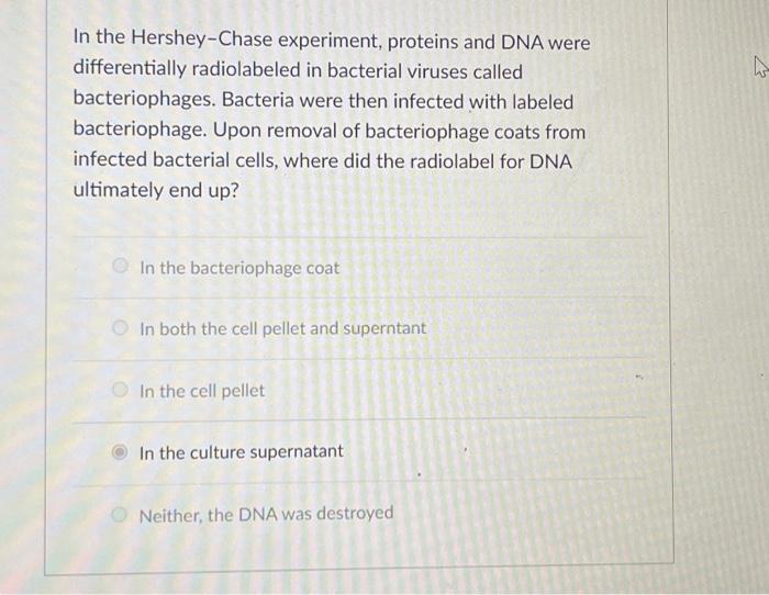 in the hershey chase experiment dna was labeled with