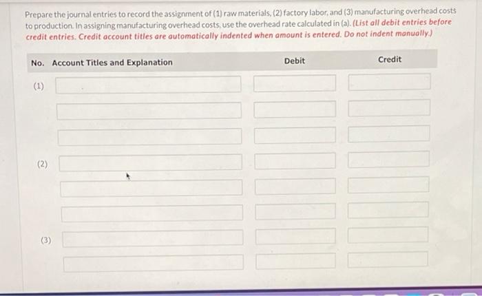 Solved Prepare the journal entries to record the assignment | Chegg.com