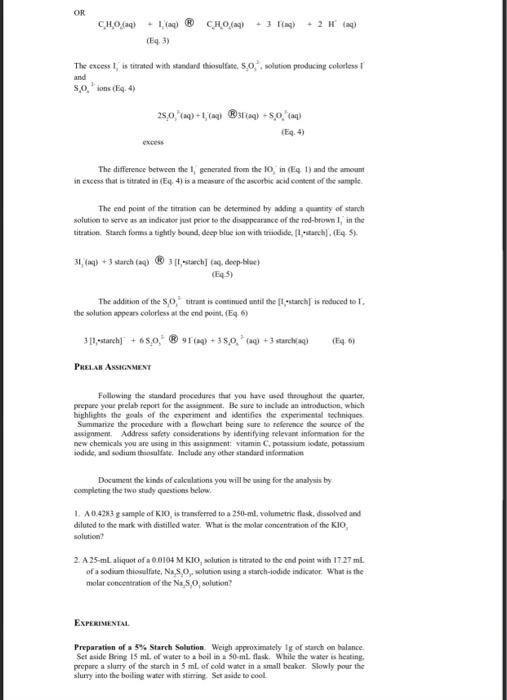 Solved 1 of 4 THE TITRIMETRIC ANALYSIS OF VITAMIN C Tools