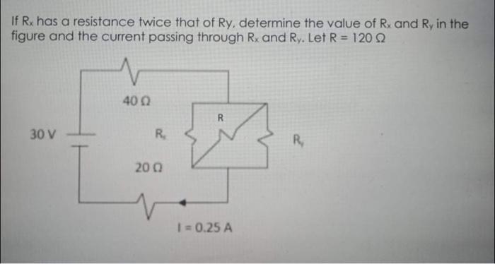 Solved If Rx has a resistance twice that of Ry, determine | Chegg.com