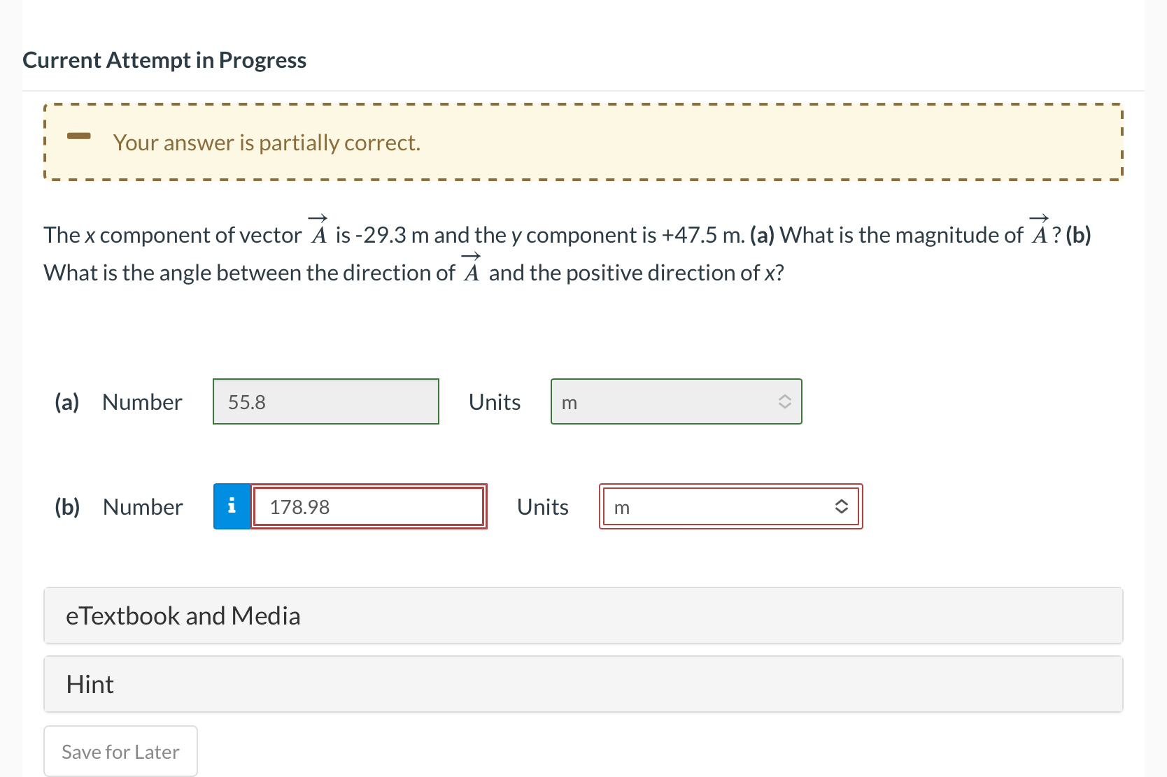 Solved Your answer is partially correct.The x ﻿component of | Chegg.com