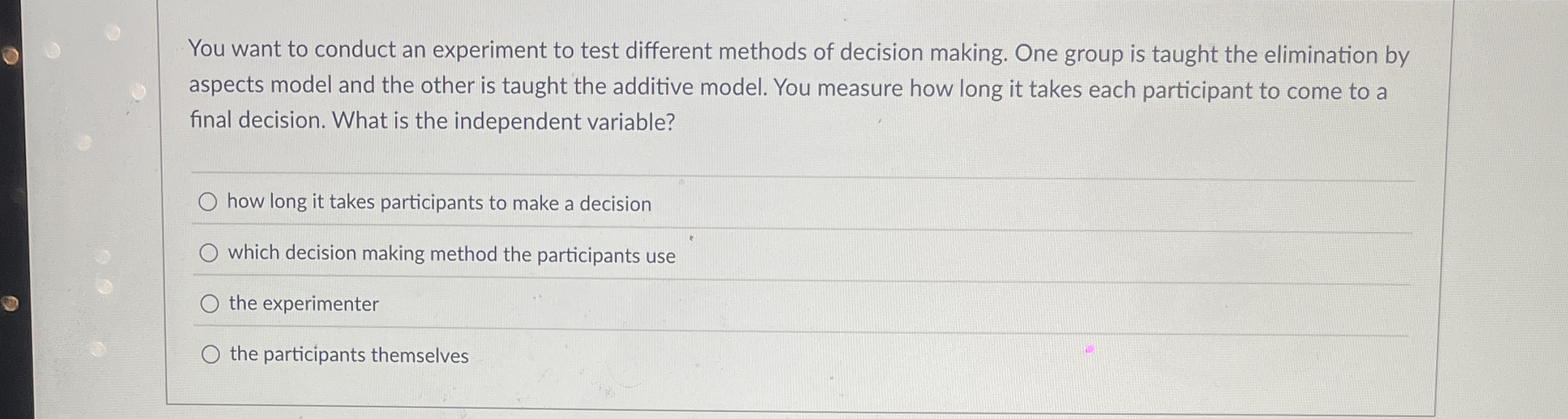 Solved You want to conduct an experiment to test different | Chegg.com