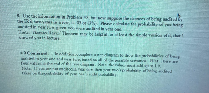 Solved 9. Use the information in Problem 8 but now suppose