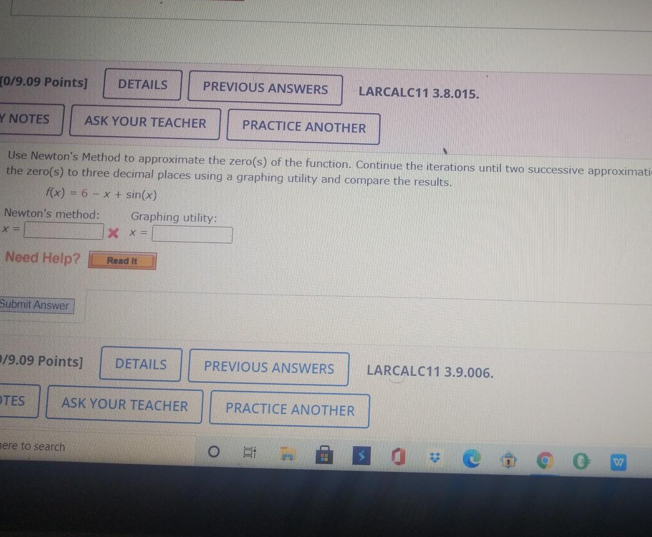 Solved 0/9.09 Points] DETAILS PREVIOUS ANSWERS LARCALC11 | Chegg.com