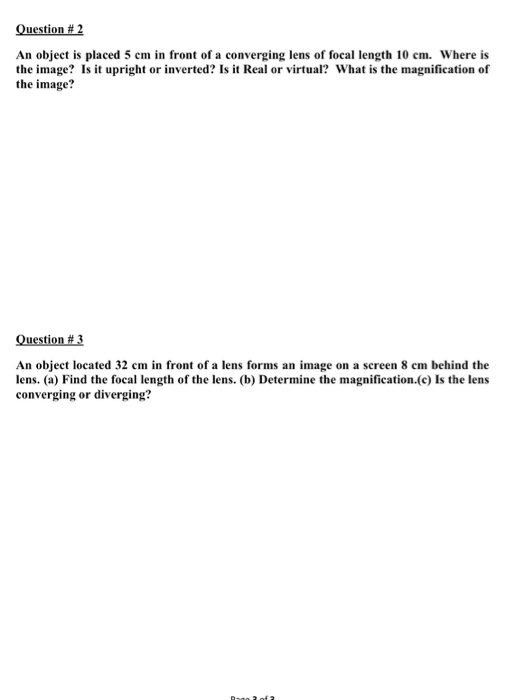 Solved Question #2 An object is placed 5 cm in front of a | Chegg.com