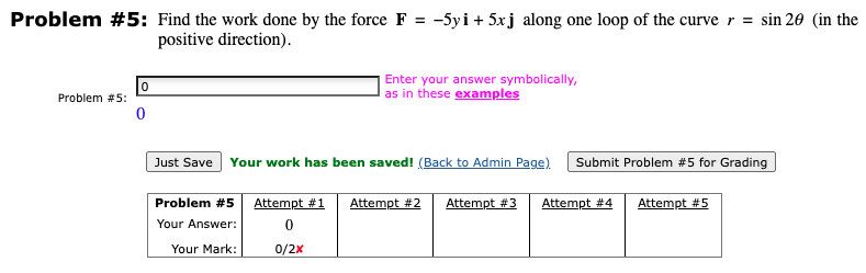 Solved Problem #5: Find the work done by the force | Chegg.com