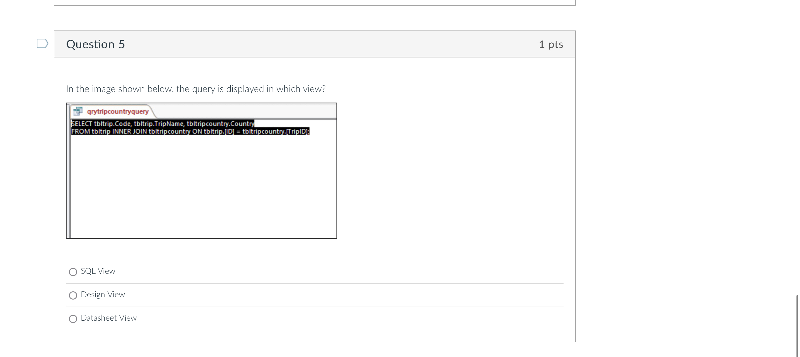 Solved Question Ptsin The Image Shown Below The Query Chegg Com