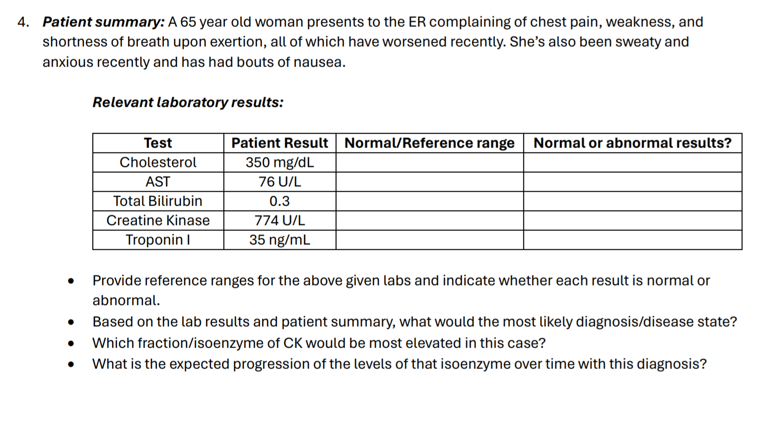 Solved Patient summary: A 65 ﻿year old woman presents to the | Chegg.com