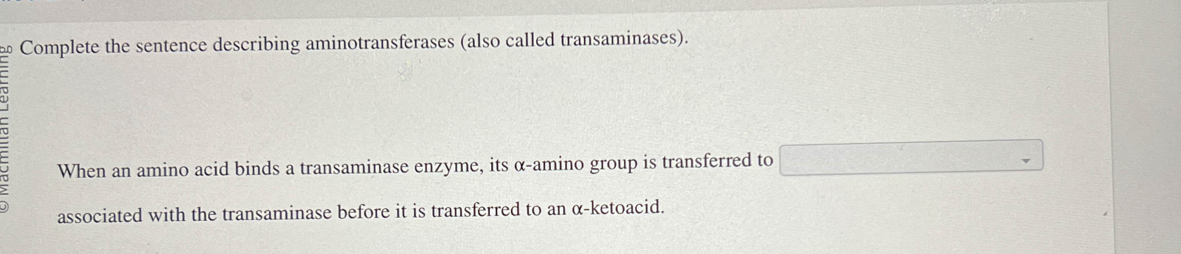 Solved Complete the sentence describing aminotransferases | Chegg.com