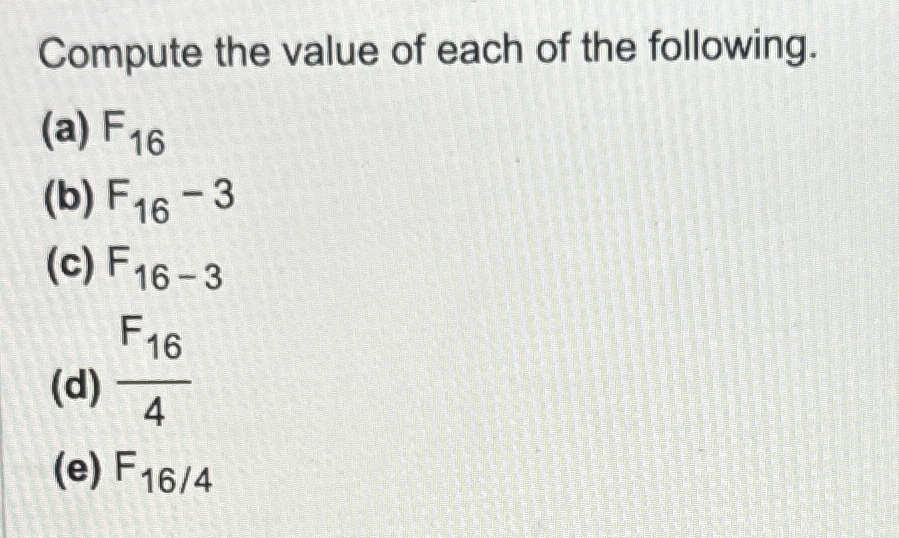 Solved Compute the value of each of the | Chegg.com