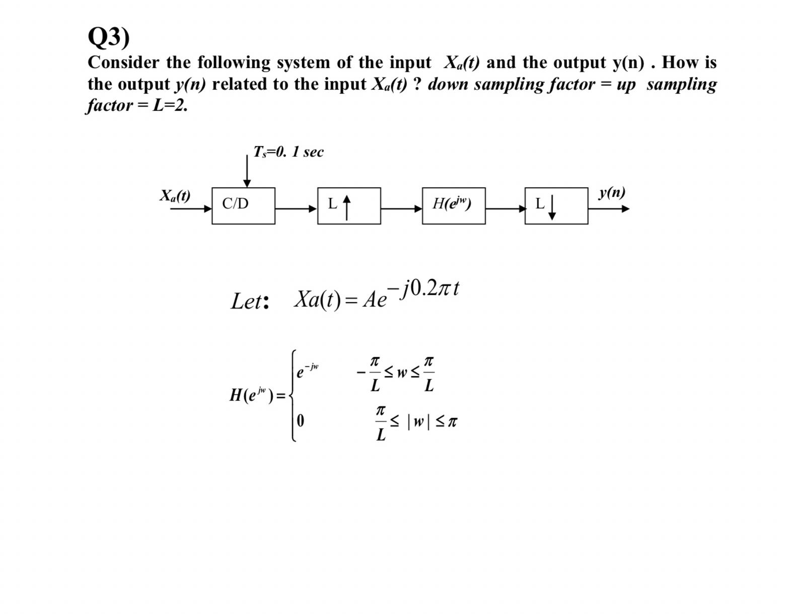 Solved By An EXPERT Q3)Consider The Following System Of The Input Xa(t ...