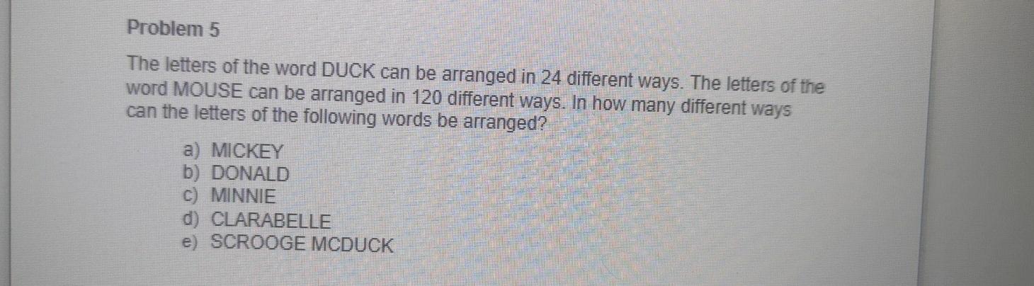 Solved Problem 5 The letters of the word DUCK can be | Chegg.com