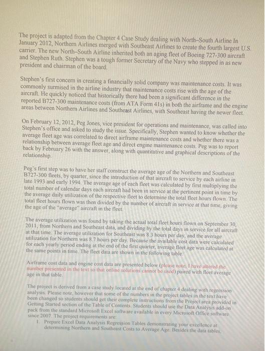 Solved The project is adapted from the Chapter 4 Case Study | Chegg.com