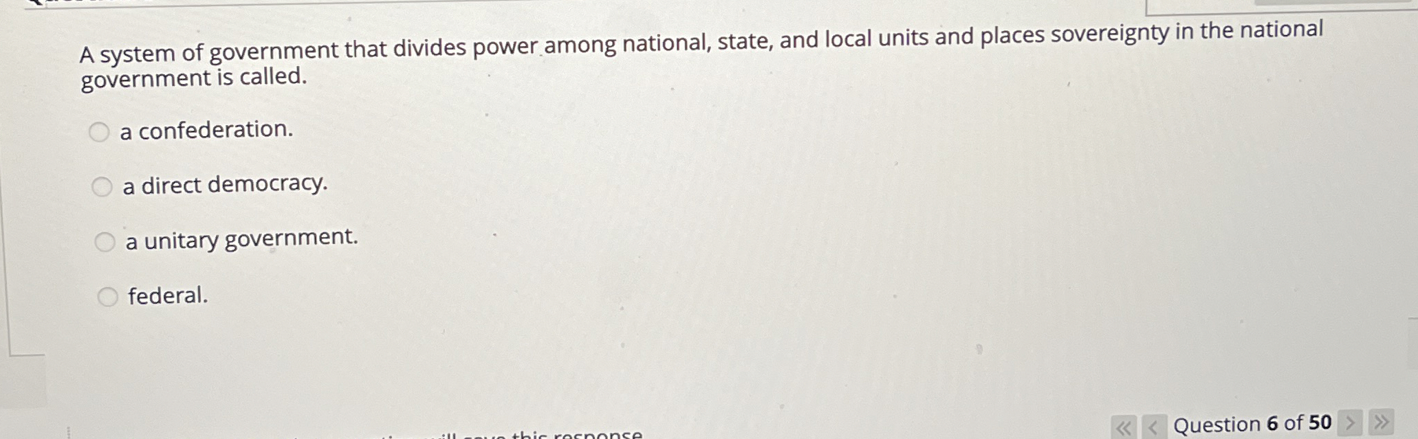 Solved A system of government that divides power among | Chegg.com