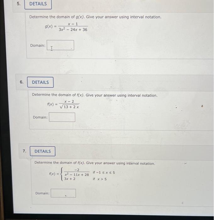 Solved Determine The Domain Of G x Give Your Answer Using Chegg