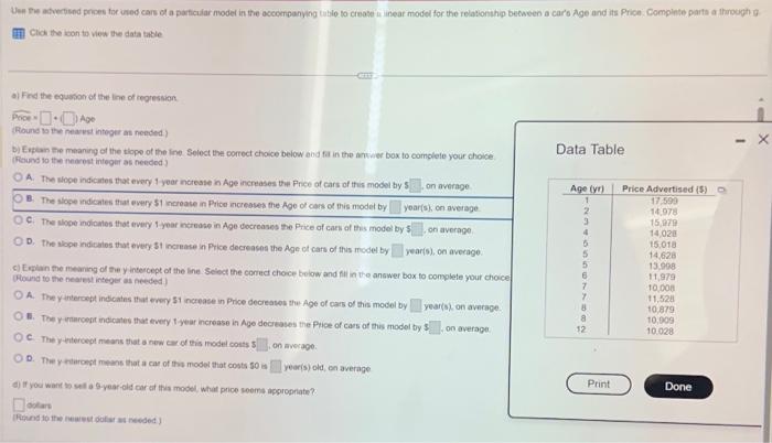 Solved Click the kon to vies the data table a) Find the | Chegg.com