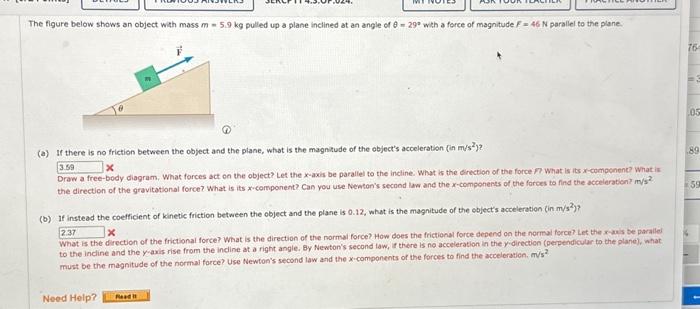 Solved The figure below shows an object with mass m=5.9 kg | Chegg.com 