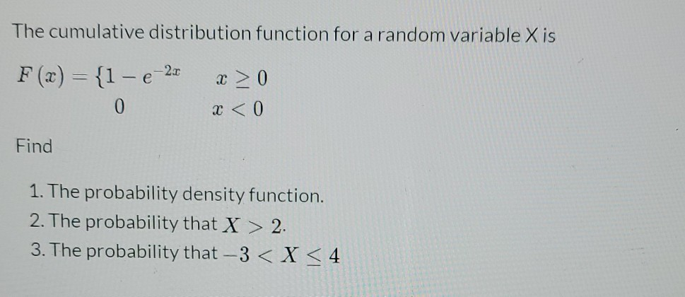 Solved The cumulative distribution function for a random | Chegg.com