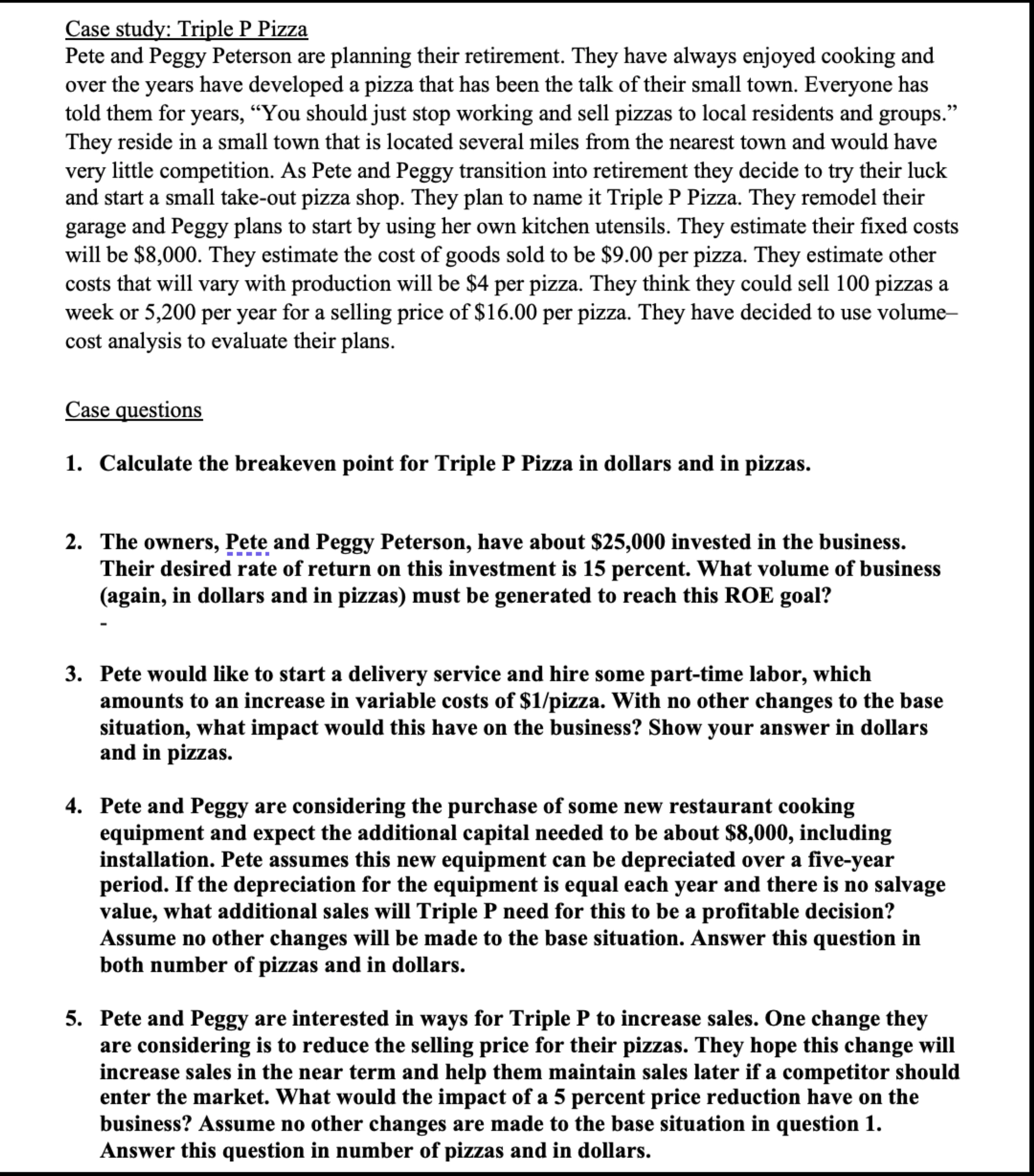 m&m pizza case study chegg