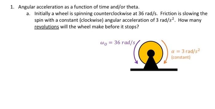 Solved 1. Angular acceleration as a function of time and/or | Chegg.com
