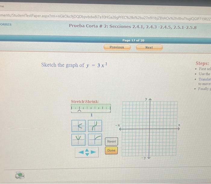 Solved Sketch the graph of y=3x2 Steps: - First sel - Use | Chegg.com