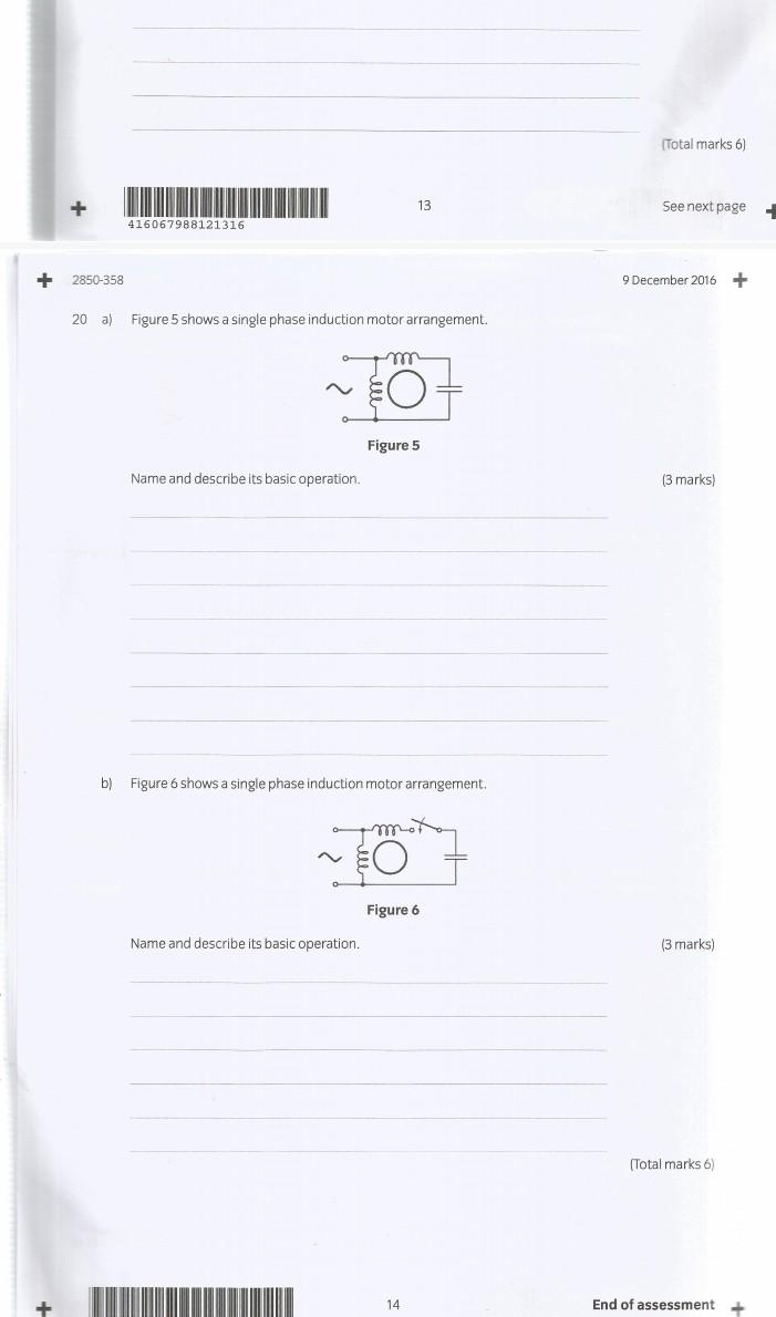 Solved 20 a) Figure 5 shows a single phase induction motor | Chegg.com