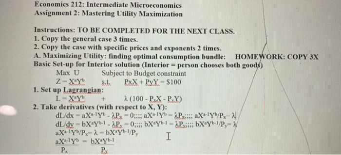 Economics 212: Intermediate Microeconomics Assignment | Chegg.com