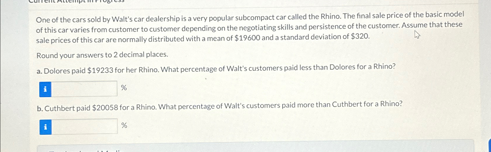 Solved One of the cars sold by Walt's car dealership is a