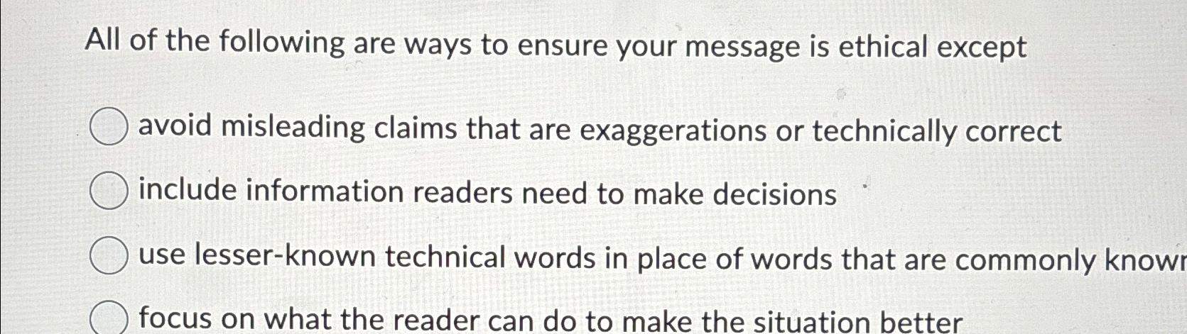 Solved All of the following are ways to ensure your message | Chegg.com