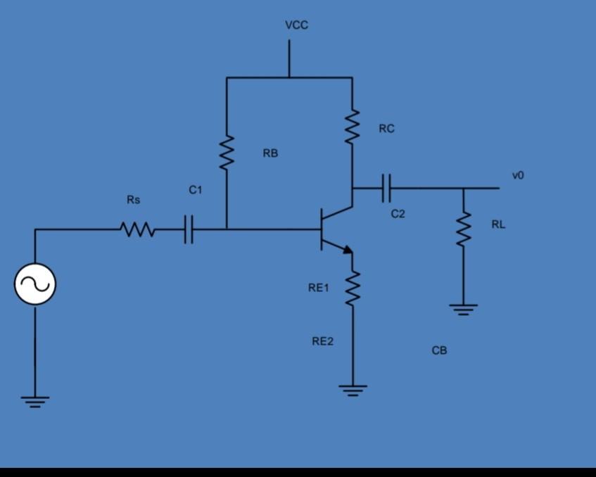 Provide a an amplifier design and solve using Circuit Diagram
