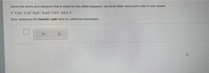 Solved Derive the amino acid sequence that is coded by this | Chegg.com