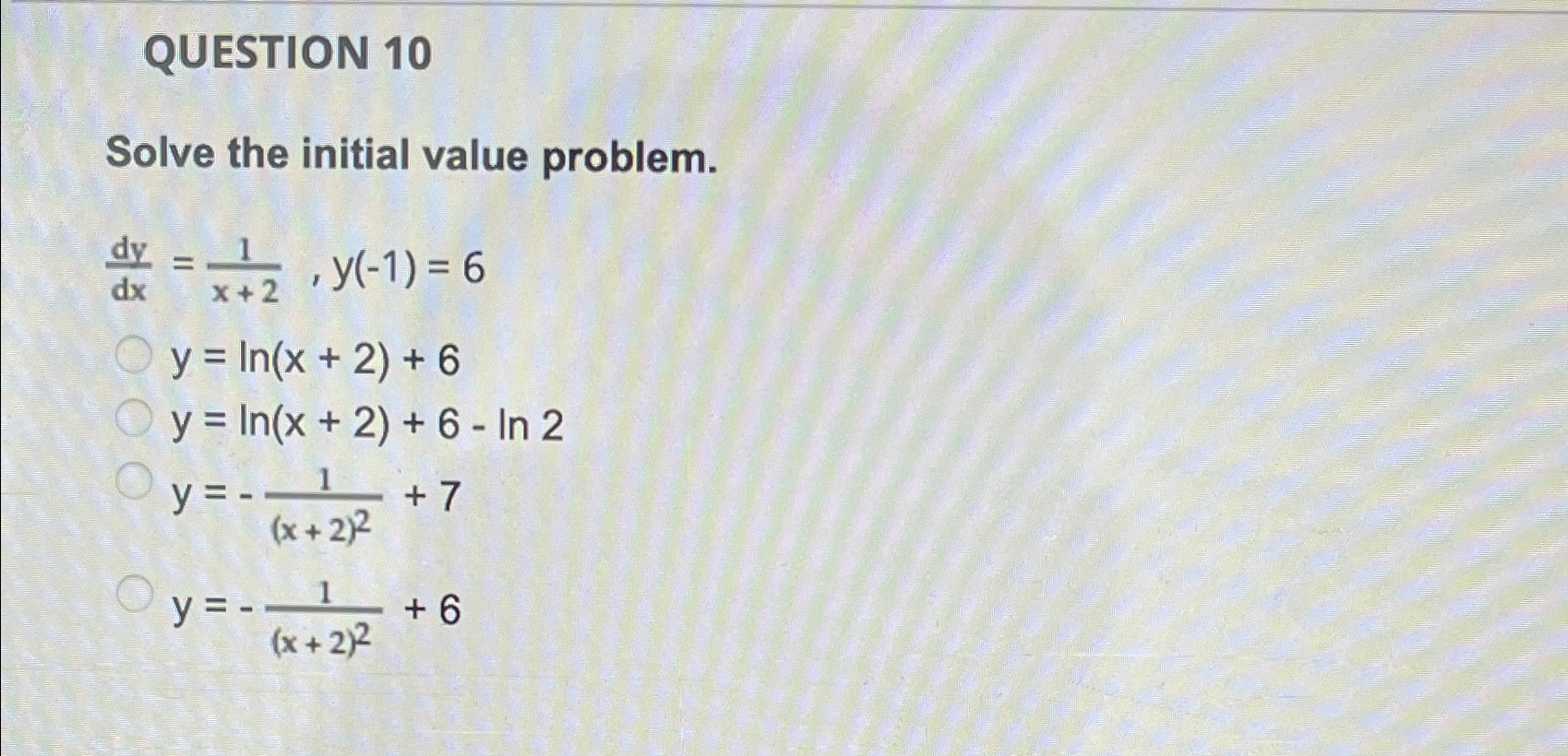 Solved QUESTION 10Solve the initial value | Chegg.com