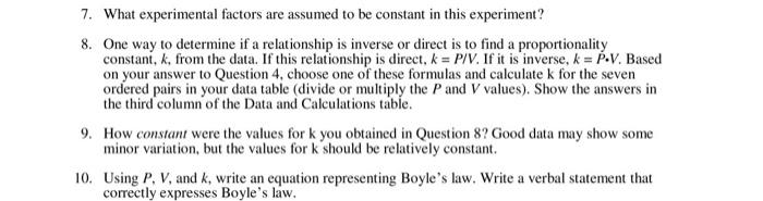 what experimental factors are assumed to be constant