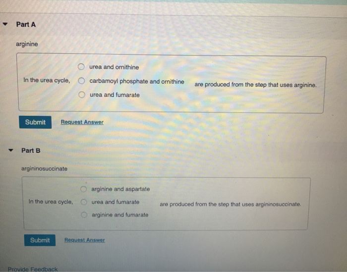 Solved Part A arginine urea and ornithine In the urea cycle,