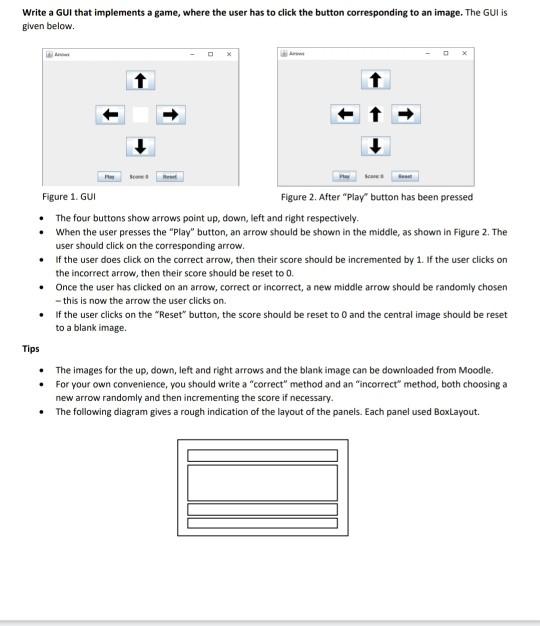 Solved Write a GUI that implements a game, where the user | Chegg.com