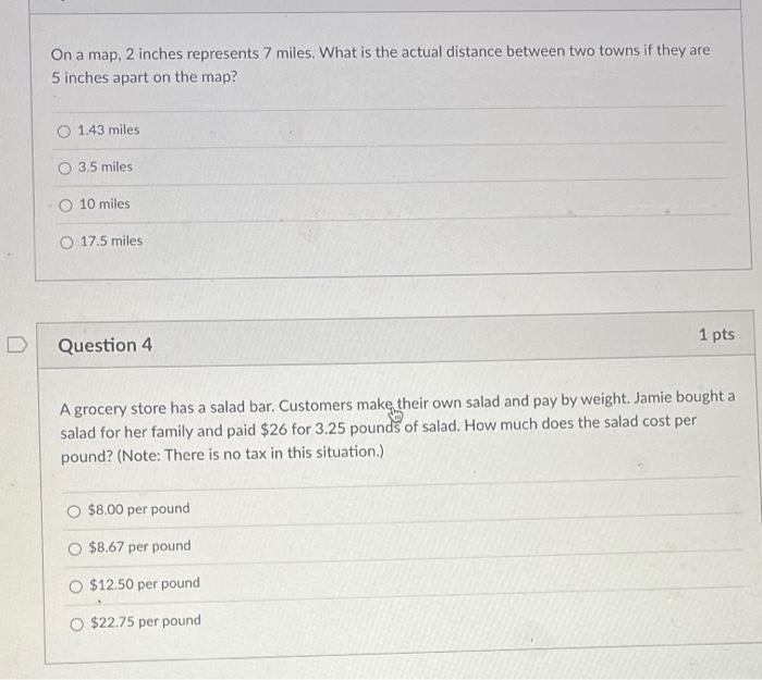 Solved On a map, 2 inches represents 7 miles. What is the | Chegg.com