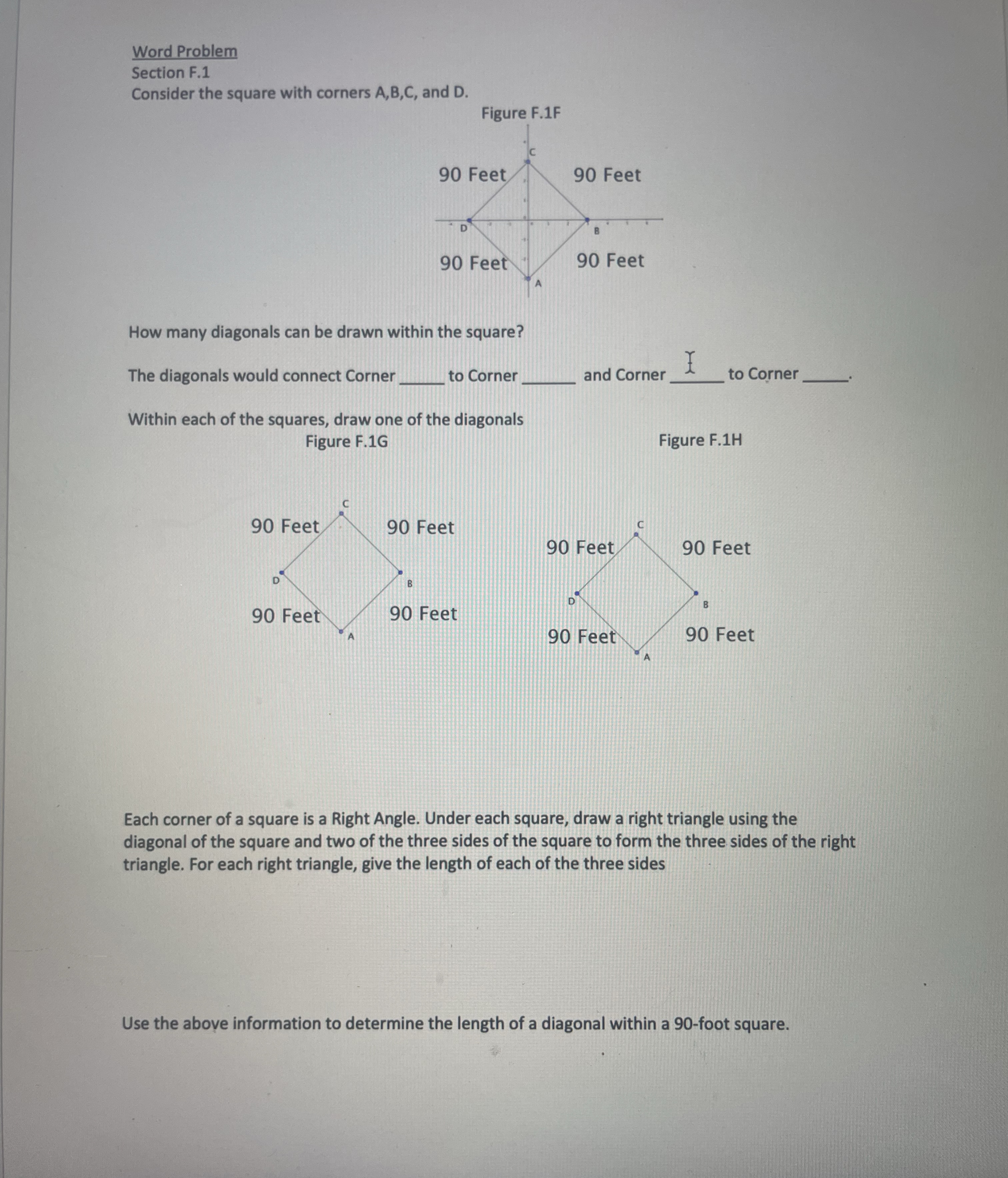 Solved Word ProblemSection F. 1Consider the square with | Chegg.com