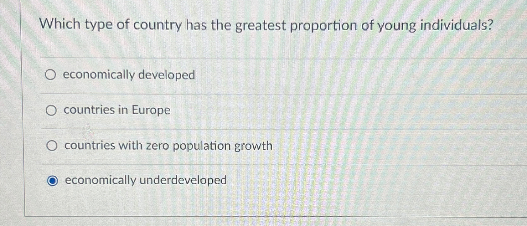 Solved Which type of country has the greatest proportion of