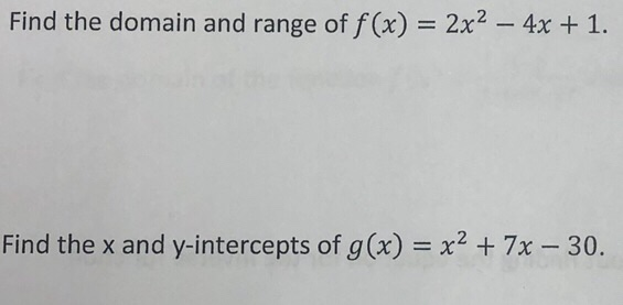 Solved Find The Domain And Range Of F X 2x2 4x 1 Chegg Com