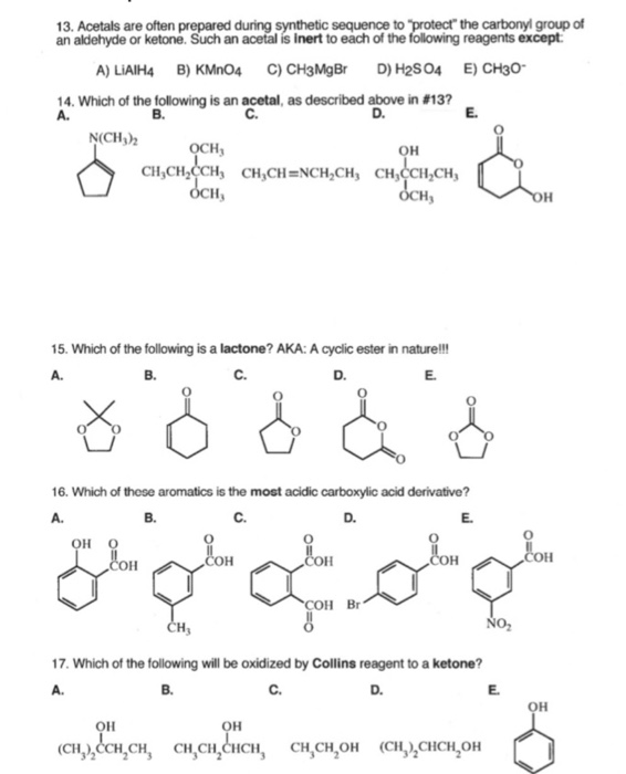 Solved 13. Acetals Are Often Prepared During Synthetic | Chegg.com