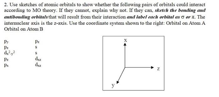 Solved 2. Use sketches of atomic orbitals to show whether | Chegg.com