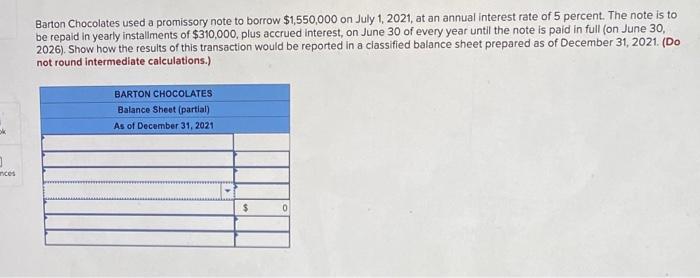 Solved Barton Chocolates used a promissory note to borrow | Chegg.com